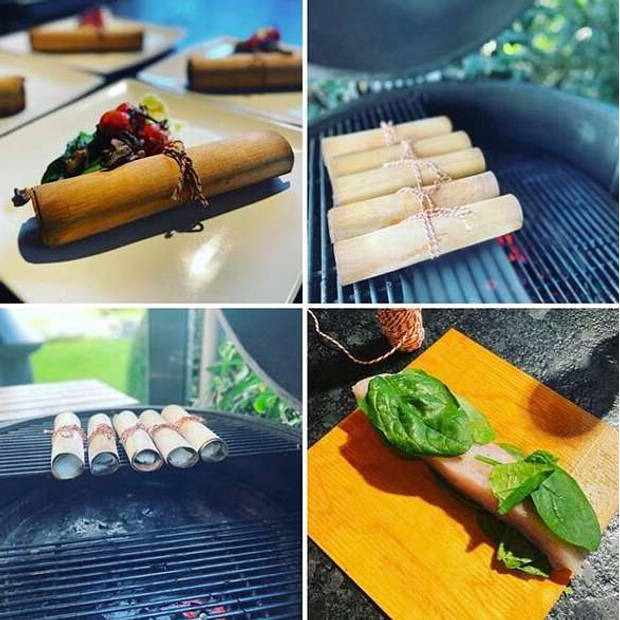 Yakiniku - BBQ Flavour Accessoire Houten Rollen Els - Hout - Zwart