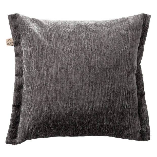 Dutch Decor - LEWIS - Kussenhoes 45x45 cm - fluweel - met sierrand - Charcoal Gray - antraciet