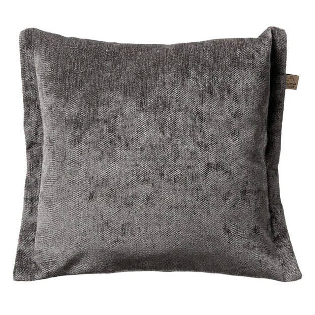 Dutch Decor - LEWIS - Sierkussen 45x45 cm - fluweel - met sierrand - Charcoal Gray - antraciet