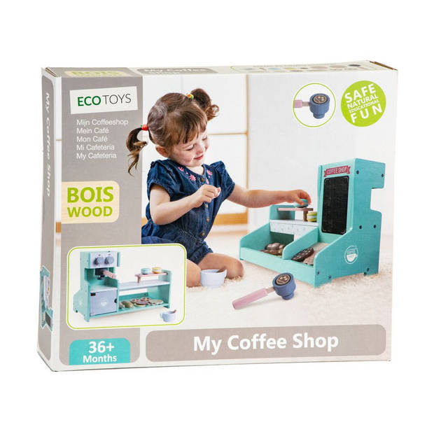 Ecotoys houten speelgoed koffie- & patisserie winkel 42,5 x 20 x 28 cm
