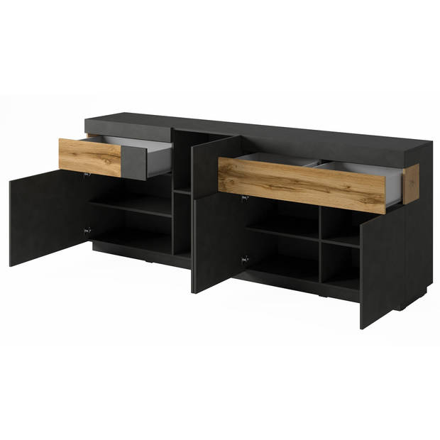 Meubella Dressoir Sublime - Grijs - Eiken - 219 cm