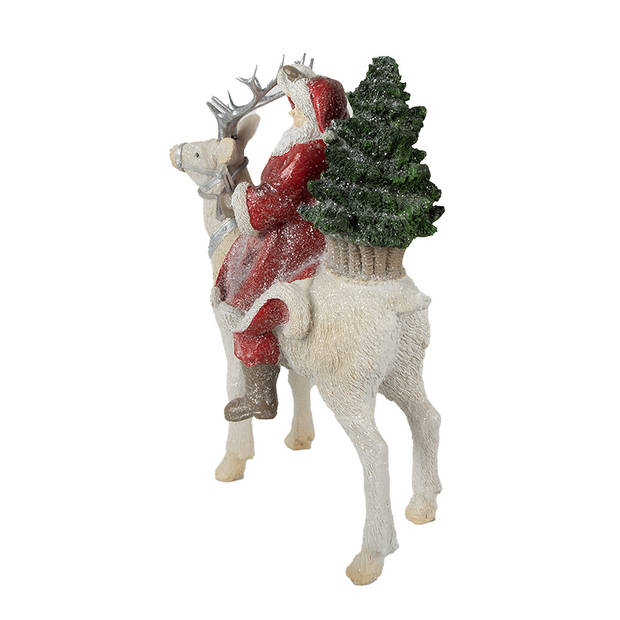 Clayre & Eef Beeld Kerstman 26 cm Rood Wit Polyresin Kerstfiguren Rood Kerstfiguren