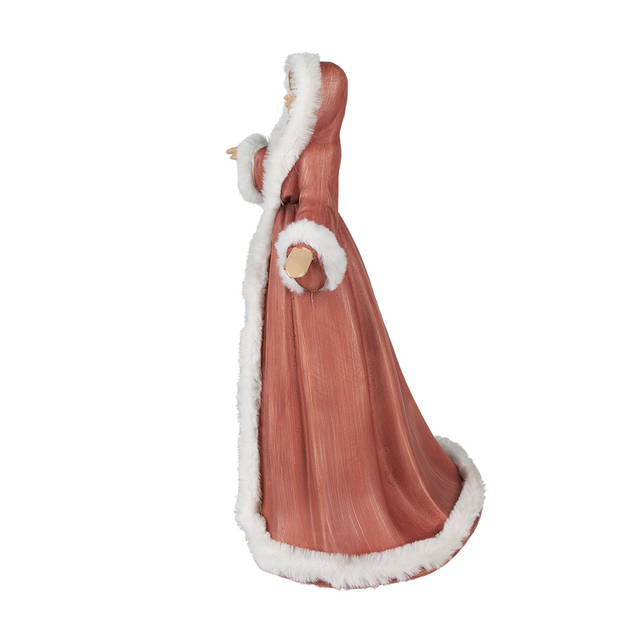 Clayre & Eef Beeld Vrouw 40 cm Rood Polyresin Kerstfiguren Rood Kerstfiguren