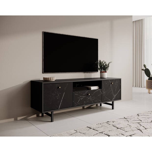 Meubella TV-Meubel Ventanas - Zwart - 150 cm