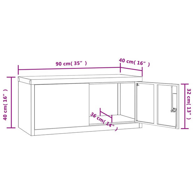 vidaXL Archiefkast 90x40x40 cm staal lichtgrijs