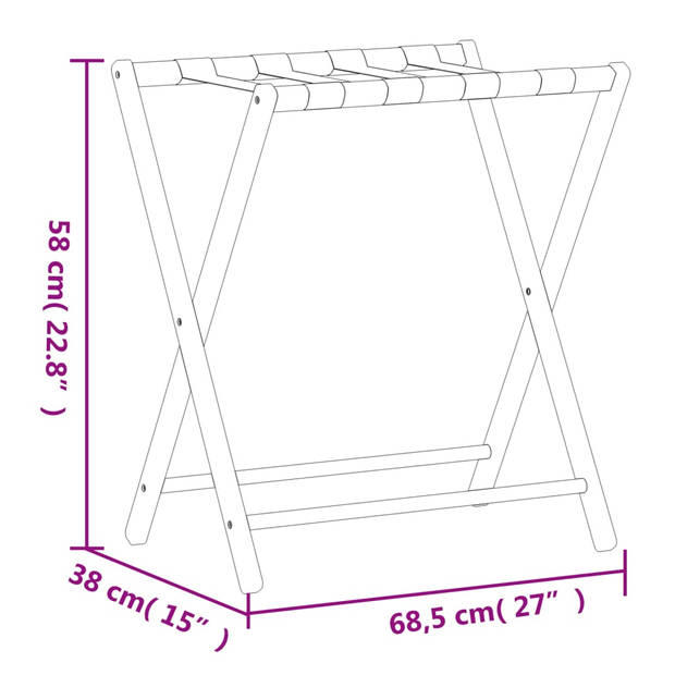 vidaXL Bagagerek 68,5x38x58 cm bamboe zwart