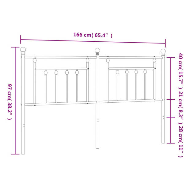 vidaXL Hoofdbord 160 cm metaal wit