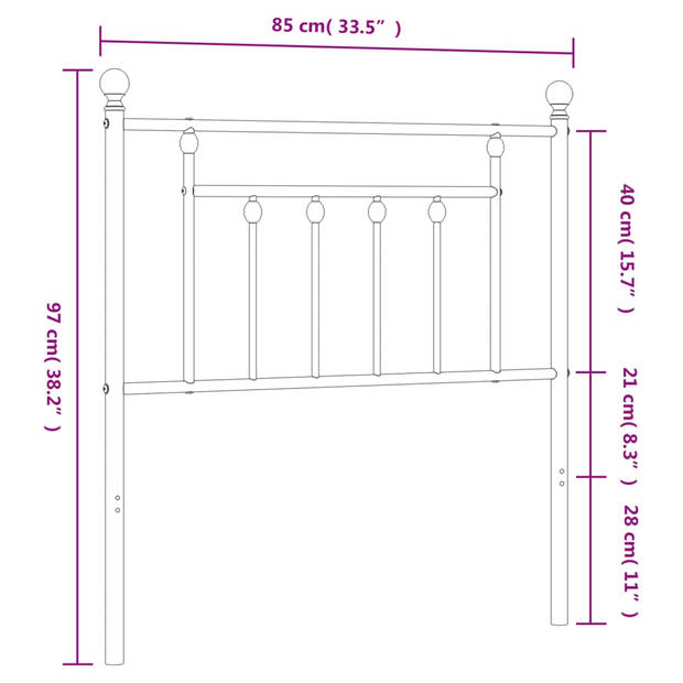 vidaXL Hoofdbord 80 cm metaal wit