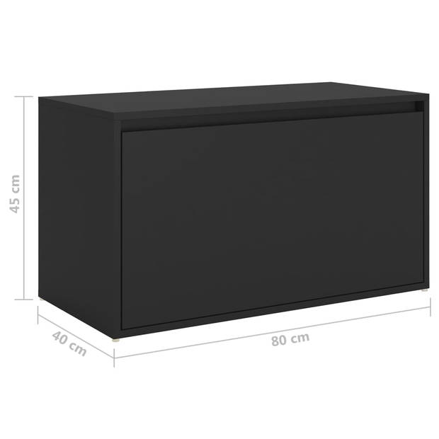 vidaXL Halbankje 80x40x45 cm bewerkt hout zwart