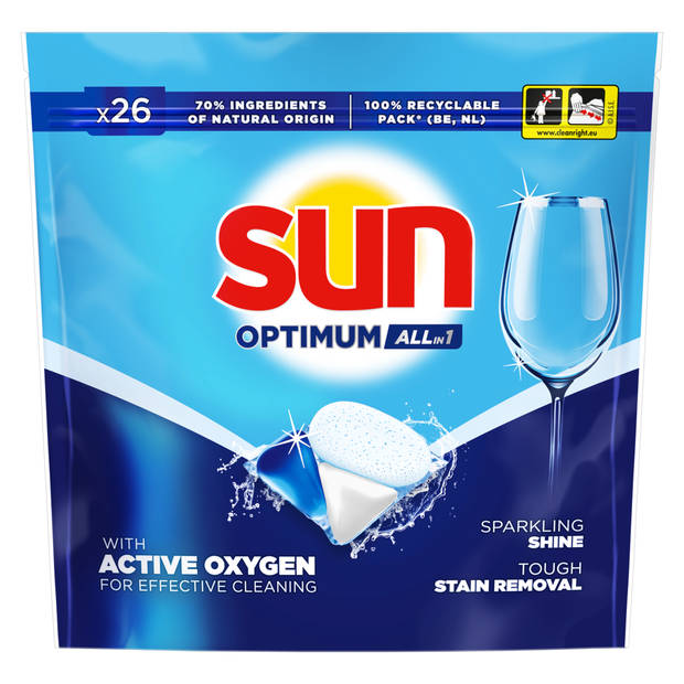 Sun Optimum Regular - Vaatwascapsules Voordeelverpakking - 130 stuks - Krachtige Vaatwastabletten