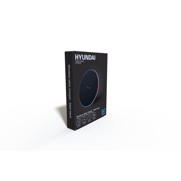 Hyundai Electronics - Draadloze QI Telefoon Oplader met LED-Indicator - Zwart