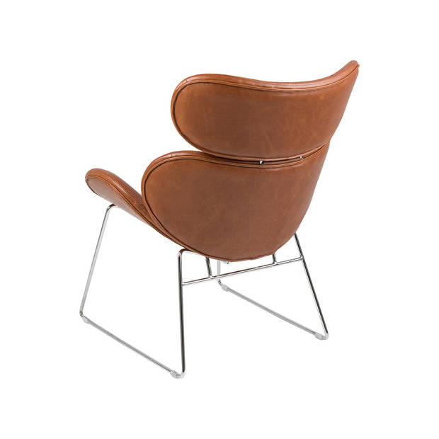 Cazy fauteuil kunstleer vintage cognac bruin - chromen onderstel.