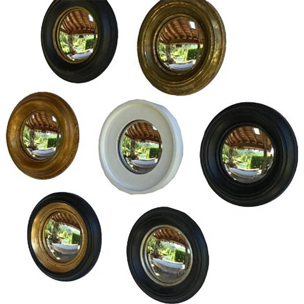 HAES DECO - Bolle ronde Spiegel - Bruin - Ø 23x3 cm - Polyresin / Glas - Wandspiegel, Spiegel rond, Convex Glas