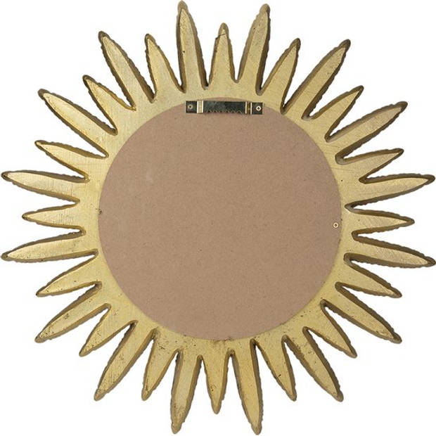 HAES DECO - Bolle ronde Spiegel - Goudkleurig - Ø 38x2 cm - Polyresin / Glas - Wandspiegel, Spiegel rond, Convex Glas