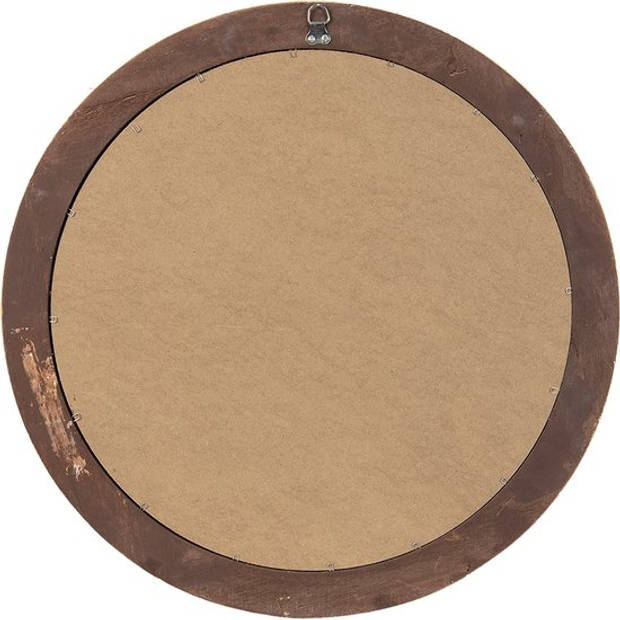 HAES DECO - Ronde Spiegel - Goudkleurig - Ø 59x7 cm - Hout / Glas - Wandspiegel, Spiegel rond