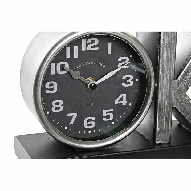 Bordsklocka DKD Home Decor 23 x 8 x 15 cm Zilverkleurig Zwart Ijzer (2 Stuks)