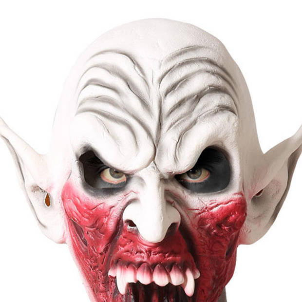 Halloween eng verkleed masker - Ork/Zombie/Fantasy - wit/bloed - volwassenen - Latex - Verkleedmaskers