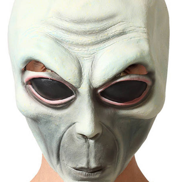 Halloween verkleed masker - Geest/Alien/Horror - wit/grijs - volwassenen - Latex - Verkleedmaskers