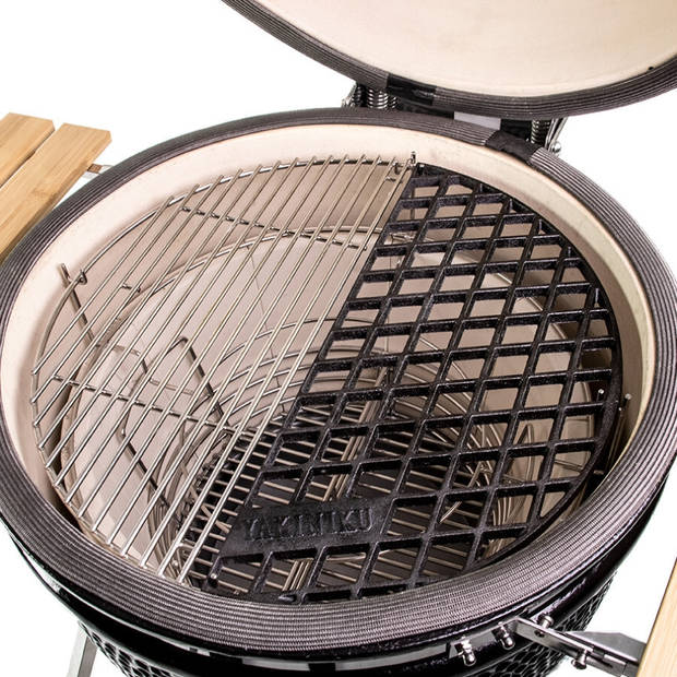 Yakiniku - BBQ Accessoire Kamado 19 Inch Large Rooster Gietijzer met Meatmarker - Gietijzer - Zwart