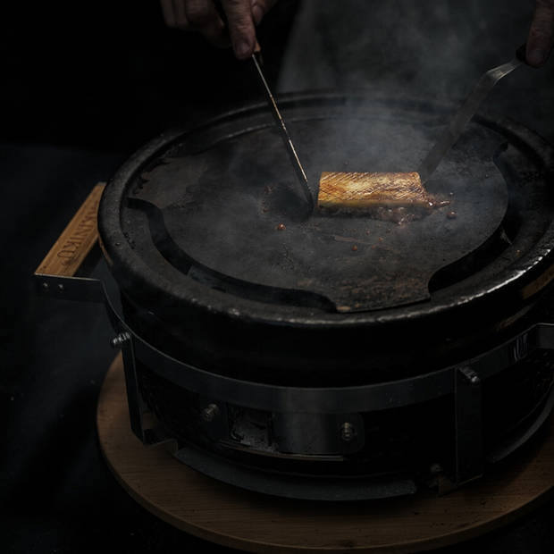 Yakiniku - Shichirin Tafelgrill Rond Accessoire Teppanyaki Plaat - Roestvast Staal - Zwart