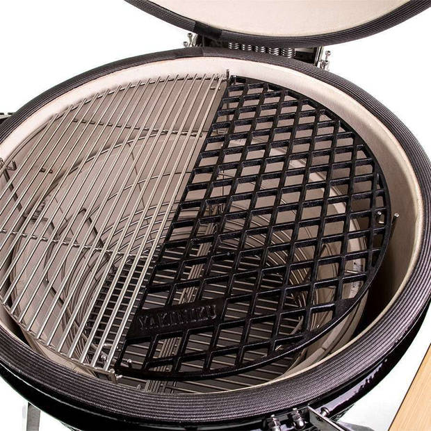 Yakiniku - BBQ Accessoire Kamado 22 Inch XL Rooster Gietijzer met Meatmarker - Gietijzer - Zwart