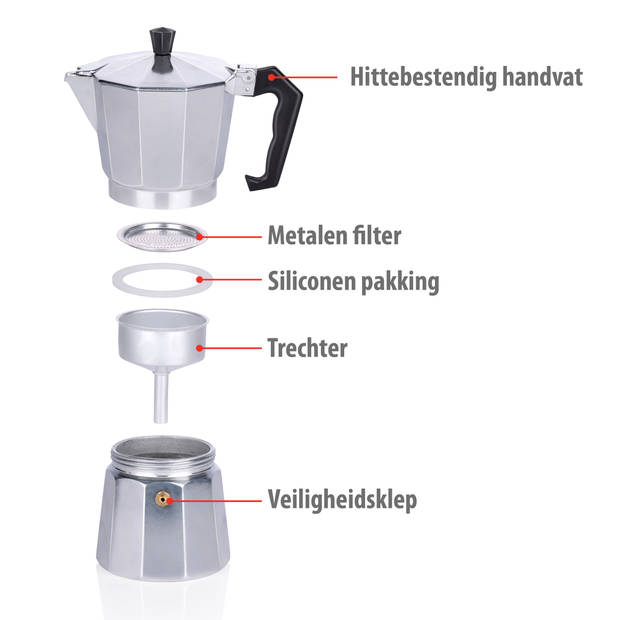 alpina Percolator 270 ml - Koffie Zonder Elektriciteit - Geschikt voor Gas, Halogeen, Keramisch