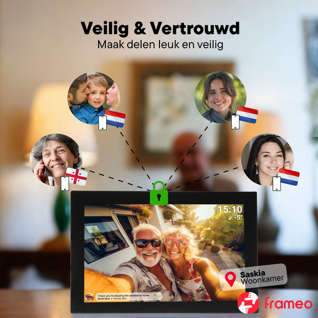 Denver Digitale Fotolijst 10.1 inch - Glas Display - Frameo App - WiFi - 16GB - IPS Touchscreen- PFF1037B