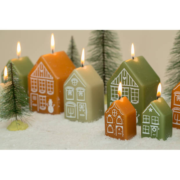 Rustik lys kaars gingerbread house 1 stuk middel eucalyptus