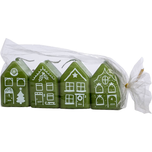 Rustik lys kaarsjes gingerbread house set van 4 klein thyme