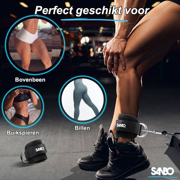Sanbo 2x Enkelband voor Fitness - Incl. 2 Karabijnhaken - Ankle Straps