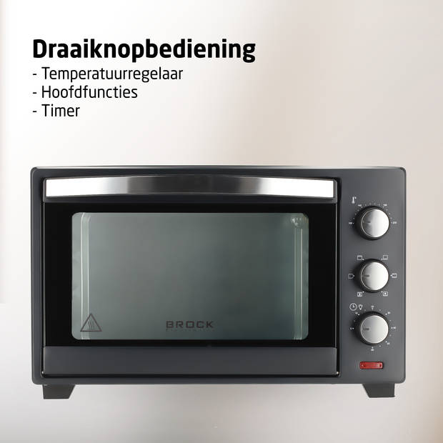 Brock TO 3001 BK Elektrische Oven – Vrijstaande Oven met Grill – Zwart