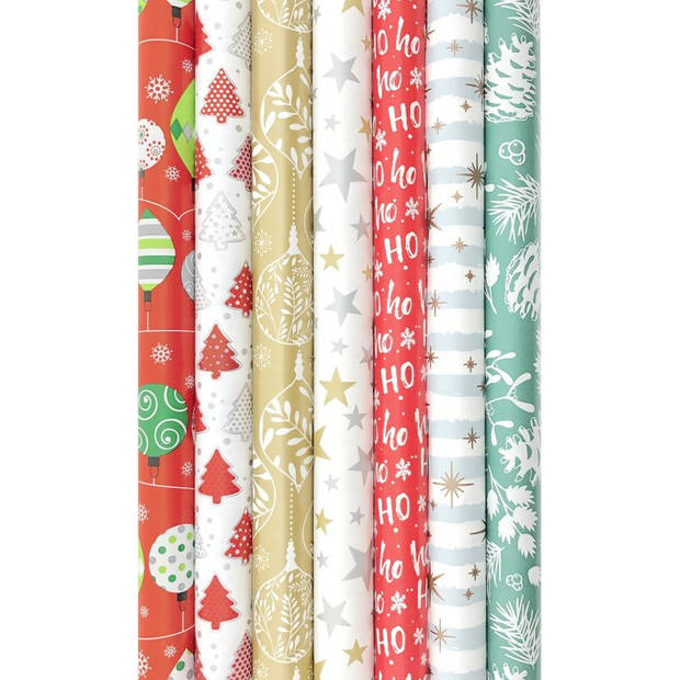 Kerstmis kerstpapier - cadeaupapier - inpakpapier voor kerstmis - K649 - 2 meter x 70 cm - 7 rollen