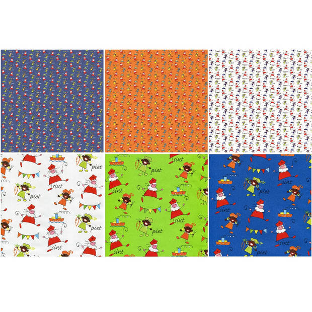 Assortiment 17 Sinterklaaspapier Cadeaupapier Inpakpapier - 200 x 70 cm - 6 rollen