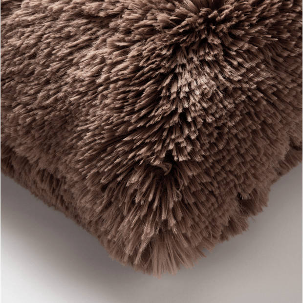 Dutch Decor - FLUFFY - Kussenhoes 45x45 cm - superzacht - effen kleur - Chocolate Martini - donkerbruin