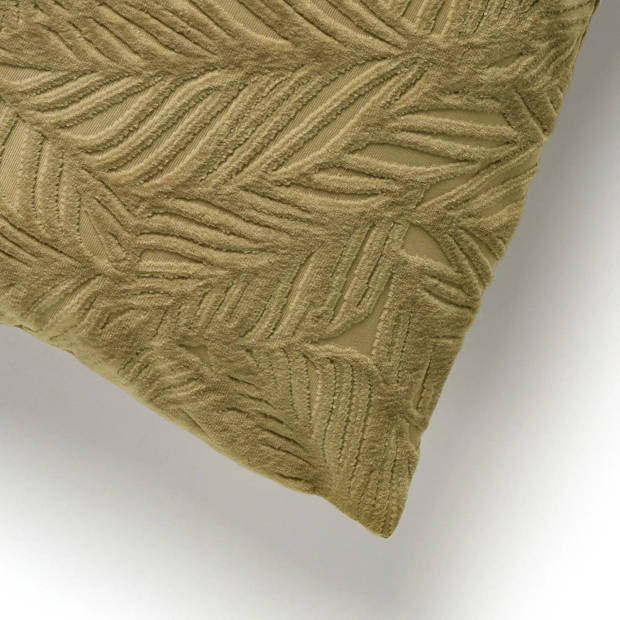 Dutch Decor - KARA - Kussenhoes 45x45 cm - met bladprint - velvet - Boa - groen