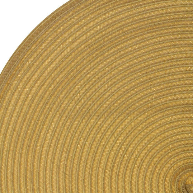 Ronde placemat gevlochten kunststof geel 38 cm - Placemats