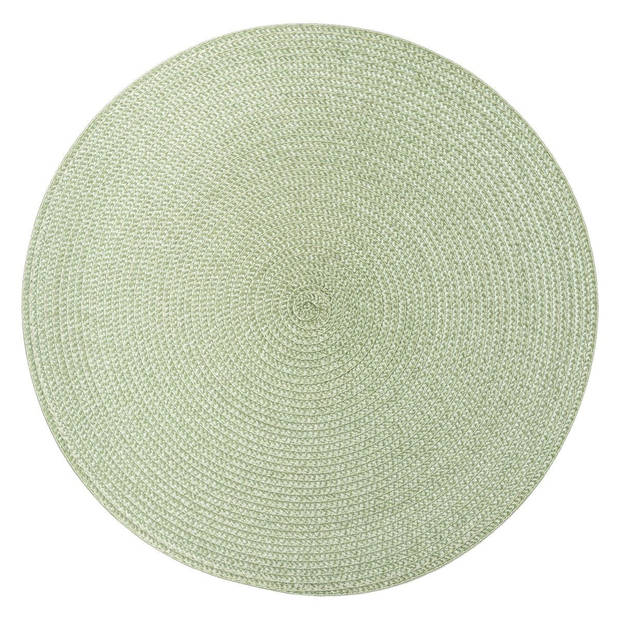 Ronde placemat gevlochten kunststof salie groen 38 cm - Placemats