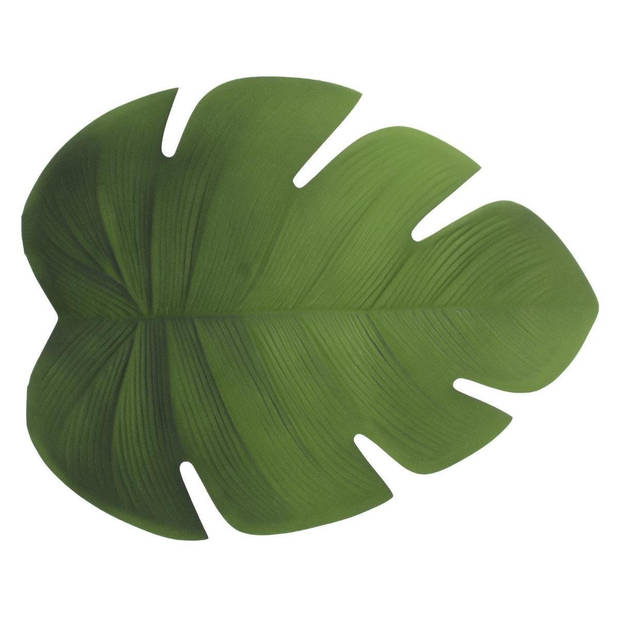 Set van 4x stuks placemats blad groen vinyl 47 x 38 cm - Placemats