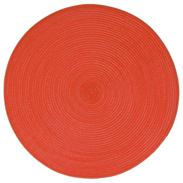 Ronde placemat gevlochten kunststof rood 38 cm - Placemats