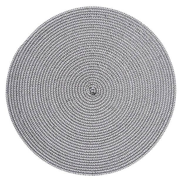 Ronde placemat gevlochten kunststof zwart/wit 38 cm - Placemats