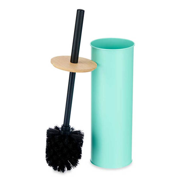 Berilo Alicante Toiletborstel in houder/wc-borstel - rvs metaal met bamboe - mintgroen - 38 cm - Toiletborstels