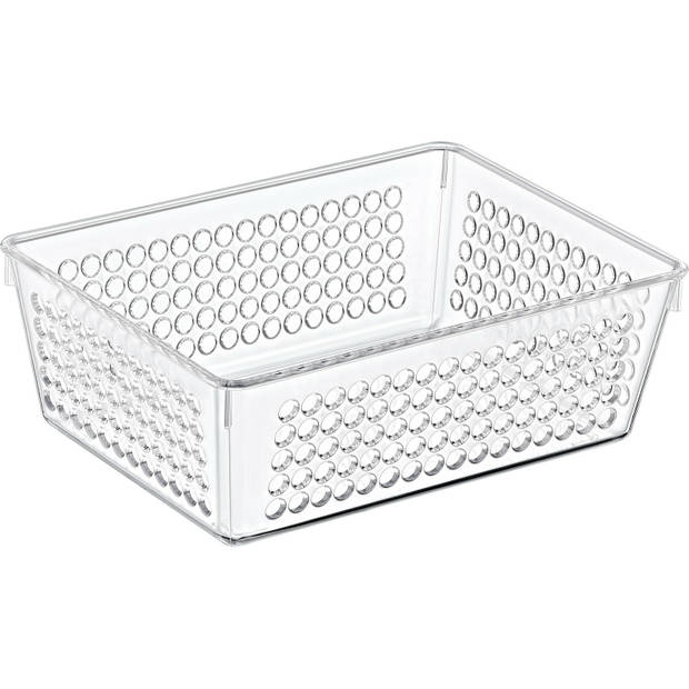 Organizer/opbergmandje - kunststof - transparant - 1.2L - 18 x 13 x 6 cm - Opbergmanden