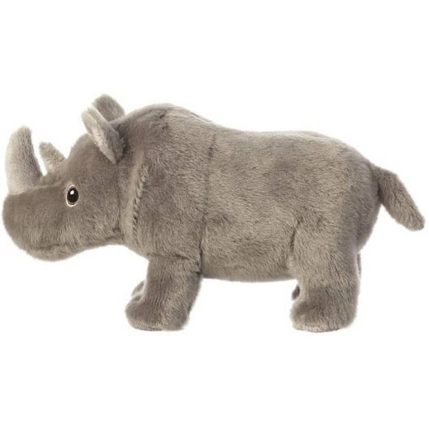 Aurora Eco Nation Pluche knuffeldier neushoorn - grijs - 24 cm - Knuffeldier