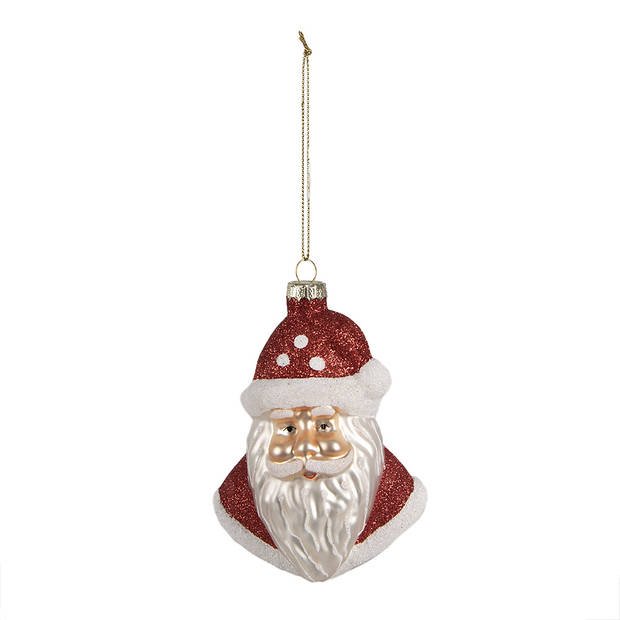 Clayre & Eef Kersthanger Kerstman 12 cm Rood Glas Kerstboomversiering Rood Kerstboomversiering