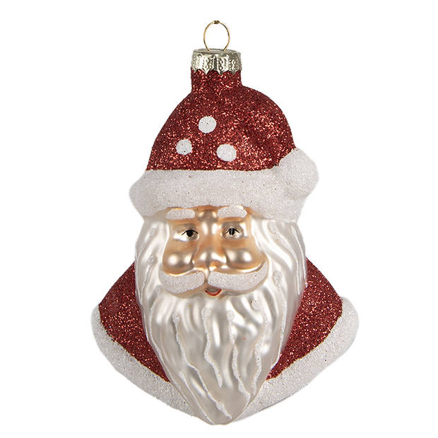 Clayre & Eef Kersthanger Kerstman 12 cm Rood Glas Kerstboomversiering Rood Kerstboomversiering