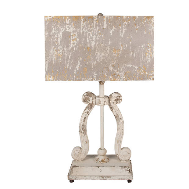 Clayre & Eef Tafellamp 50x22x83 cm Beige Grijs Ijzer Bureaulamp Beige Bureaulamp