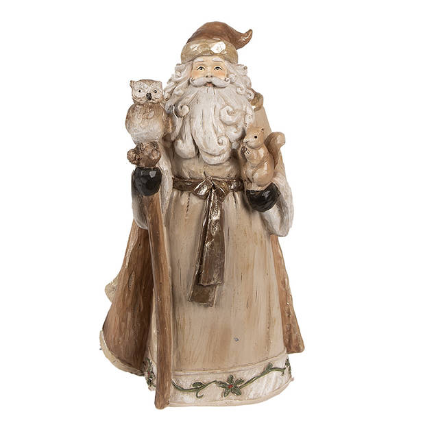 Clayre & Eef Beeld Kerstman 23 cm Bruin Polyresin Kerstfiguren Bruin Kerstfiguren