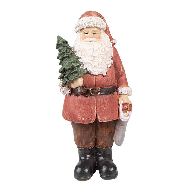 HAES DECO - Beeld Kerstman 40 cm Rood Polyresin Kerstfiguren