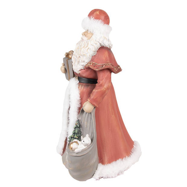 Clayre & Eef Beeld Kerstman 31 cm Rood Polyresin Kerstfiguren Rood Kerstfiguren