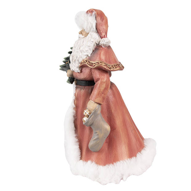 Clayre & Eef Beeld Kerstman 23 cm Rood Polyresin Kerstfiguren Rood Kerstfiguren